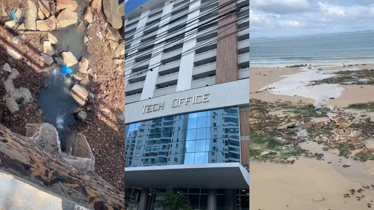 Despejo de esgoto no mar preocupa moradores da Ponta d’Areia, em São Luís