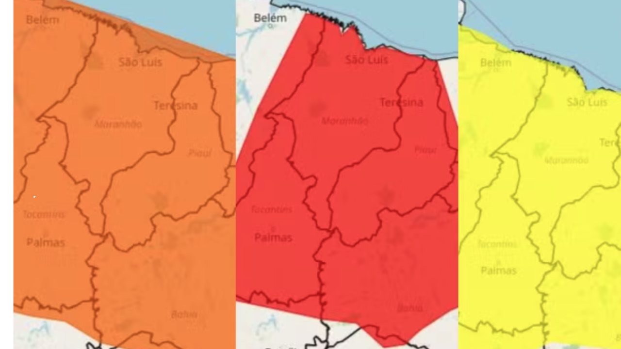 INMET emite alertas amarelo, laranja e vermelho para chuvas intensas em todo o Maranhão