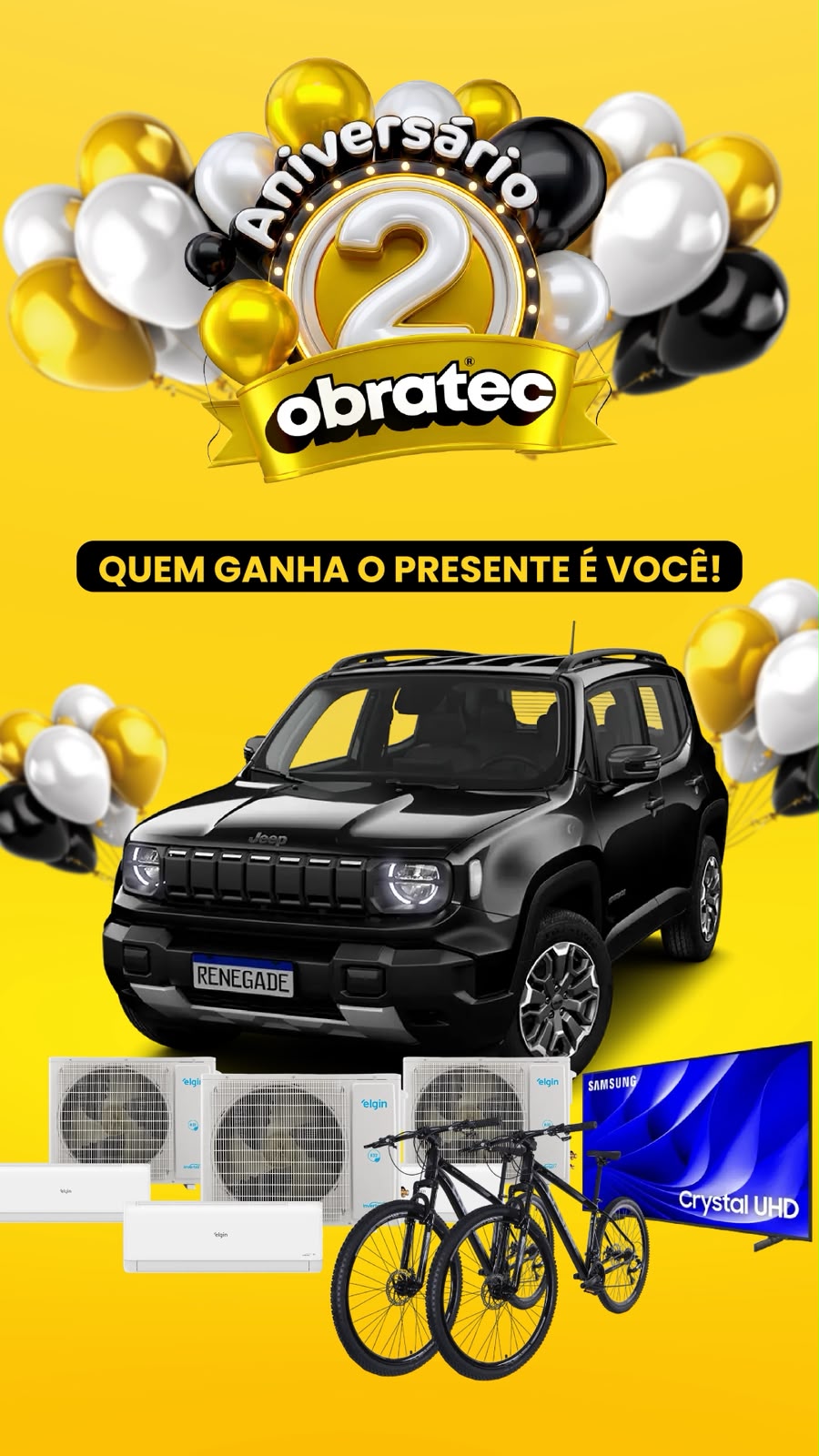 Obratec Atacarejo celebra dois anos com campanha promocional, ofertas e sorteio de Jeep Renegade 0 km