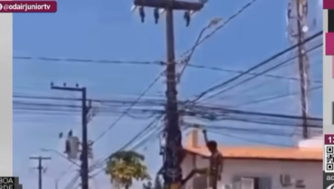 Vídeo flagra homem furtando fios em poste no Renascença e viraliza nas redes sociais