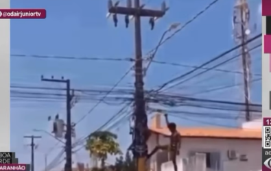 Vídeo flagra homem furtando fios em poste no Renascença e viraliza nas redes sociais